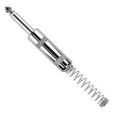 Plug P10 Mono De Metal C/ Tubo De 4mm E Mola Espiral - Dourado