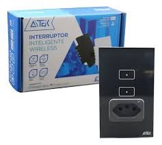 Interruptor Inteligente Touch Wifi 2 Botoes + Tomada Bivolt - Aitek
